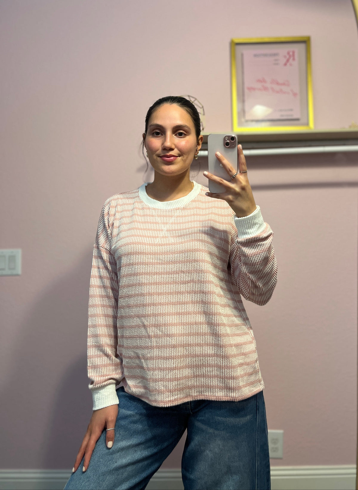 3D Ribbed Long Sleeve PINK