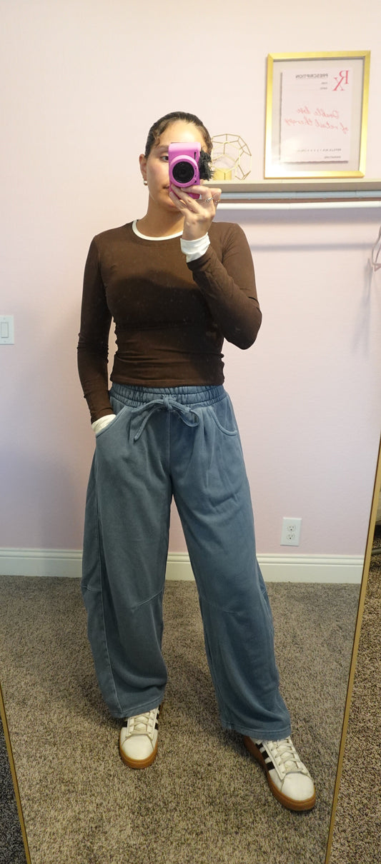 Layered Long Sleeve Top BROWN