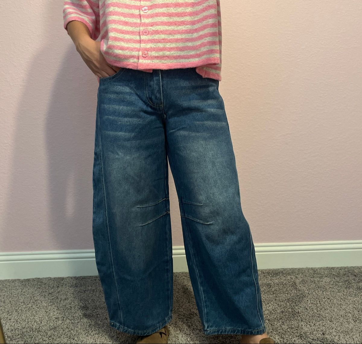Dark Wash Barrel Jeans