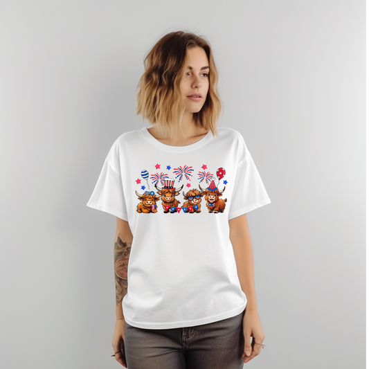4th of July Highland Cow T-Shirt
