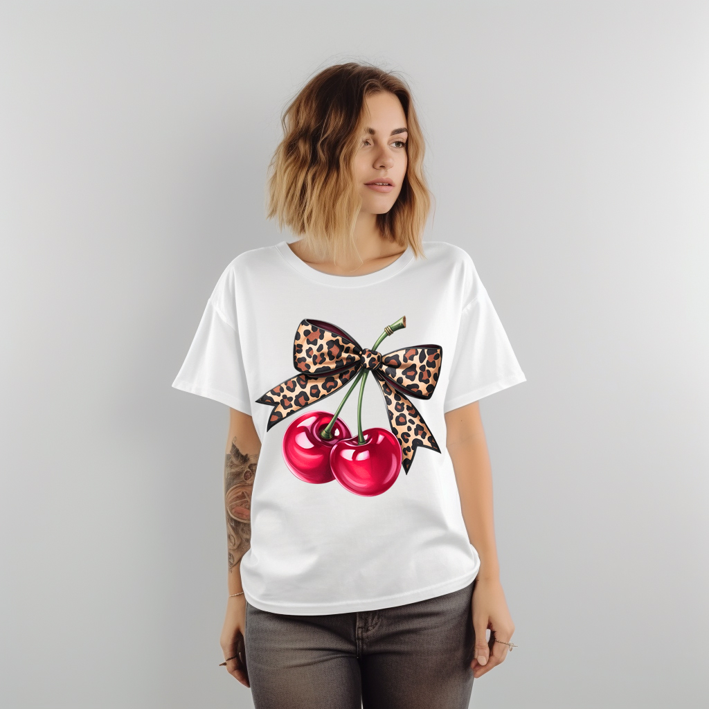 Cherry Leopard Bow T-Shirt