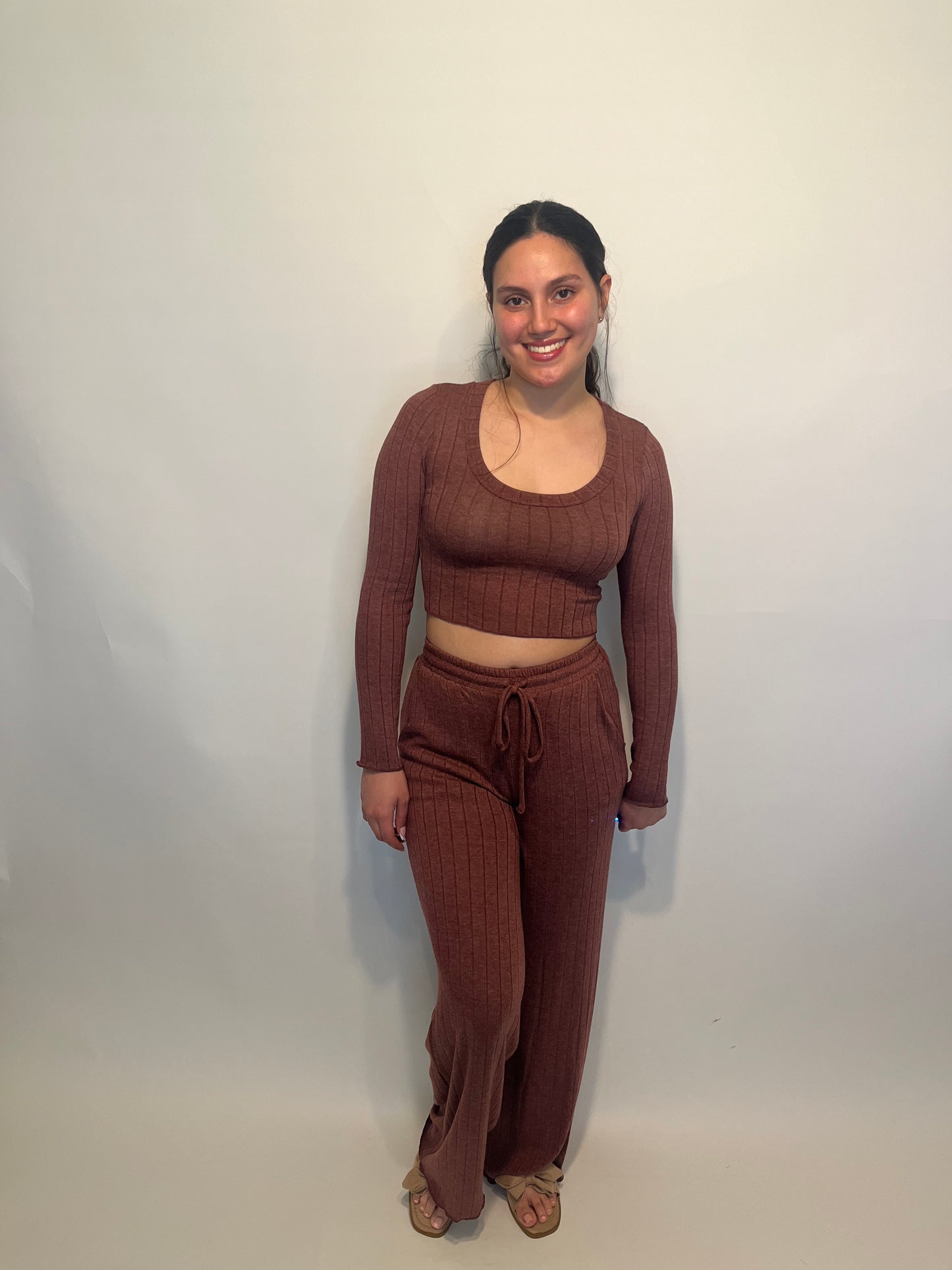 Wine Scoop Neck Lounge Set