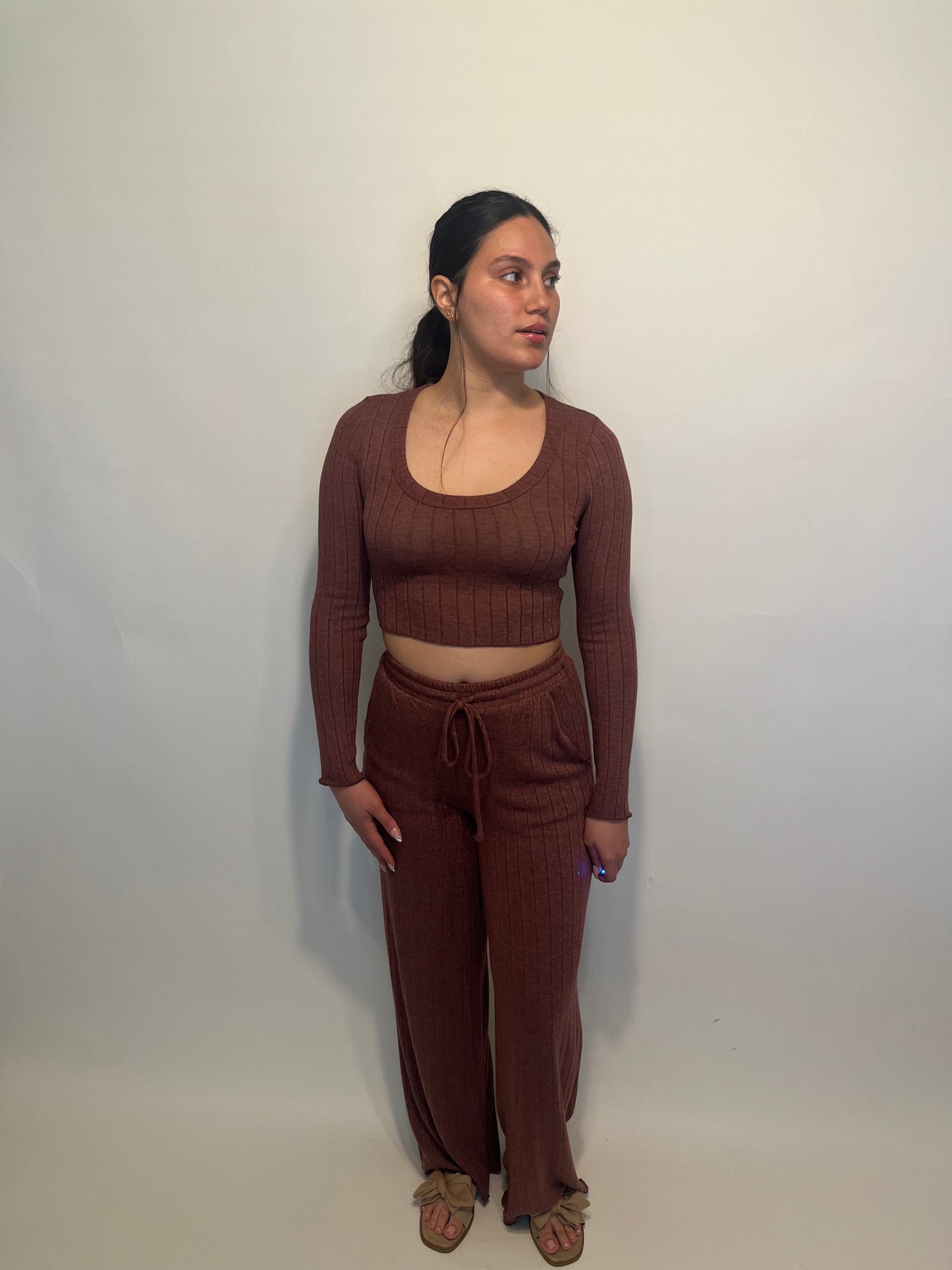 Wine Scoop Neck Lounge Set