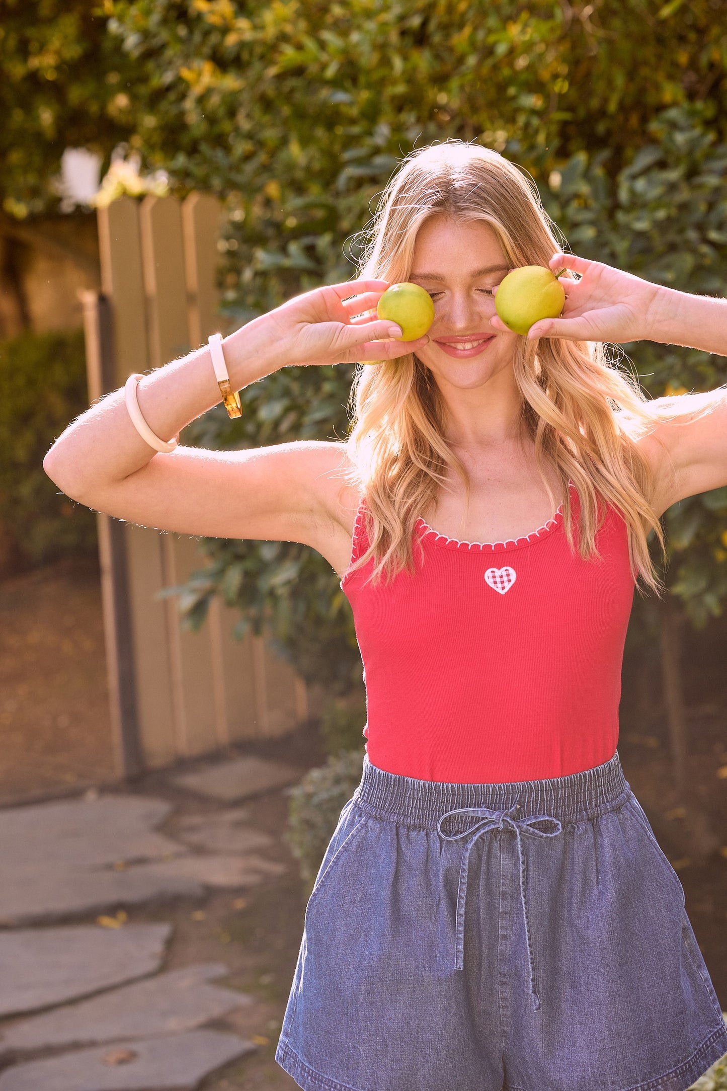 Red Gingham Heart Tank